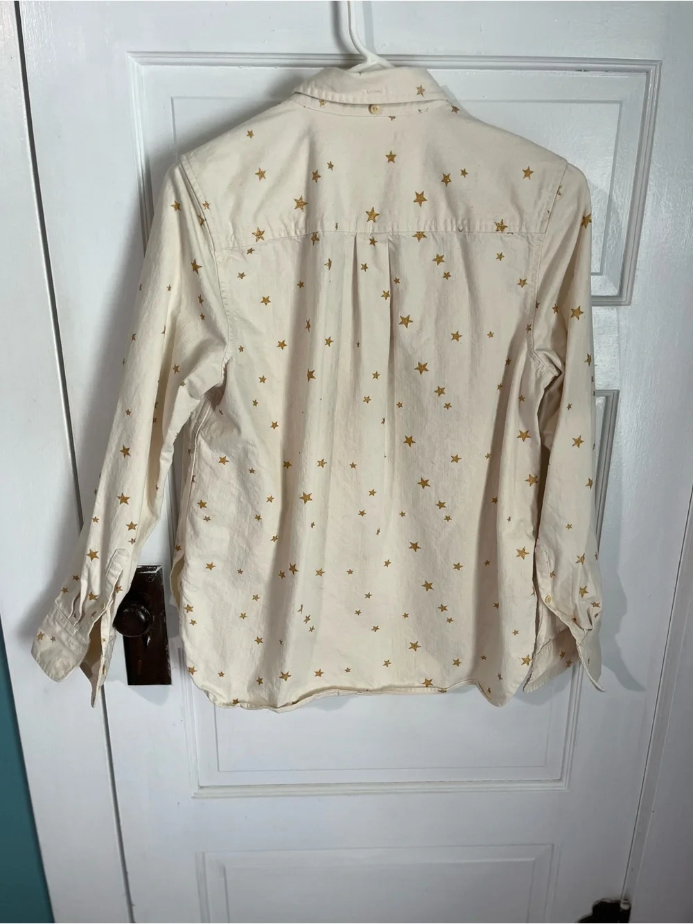 J Crew women’s Cream Star-Print Button-Up Shirt size small